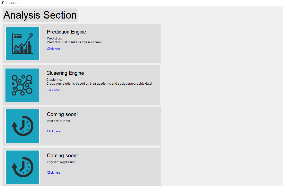EduMine open showing a prediction result