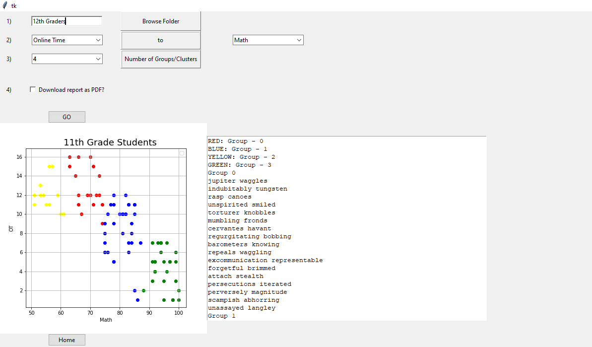 EduMine open showing a prediction result